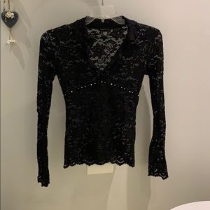 Moda International black lace long sleeve top